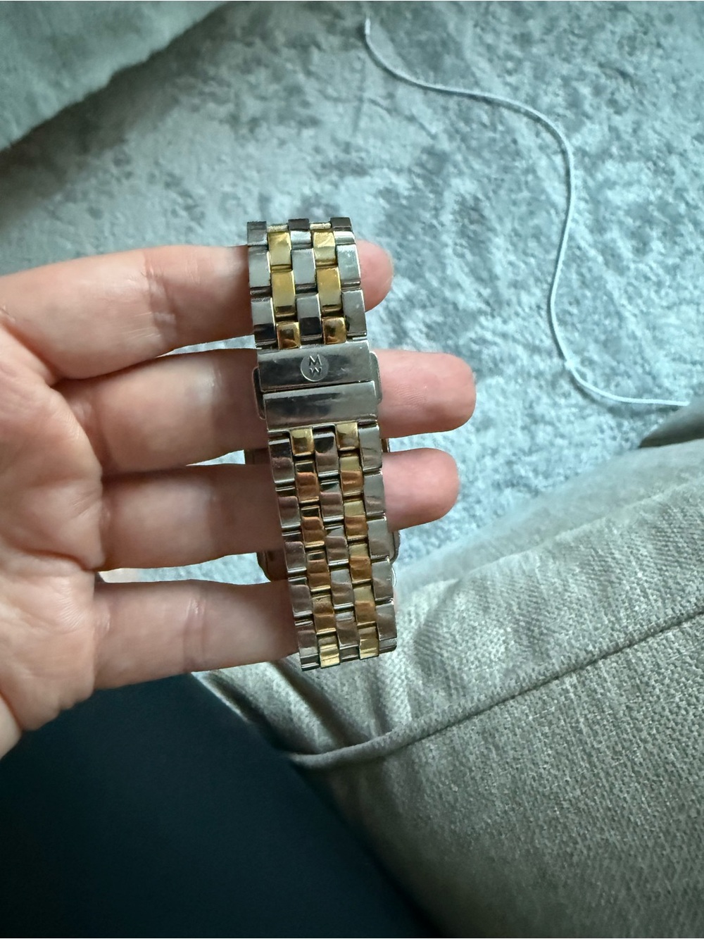 Michele Two-Tone Gold and Silver Rectangular Dial Watch - Picture 3 of 3